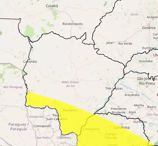Alerta de tempestade em 35 cidades de MS em 29 de julho