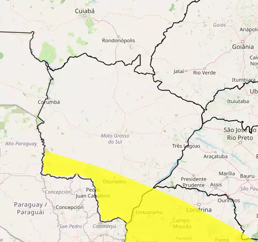 Alerta de tempestade em 35 cidades de MS em 29 de julho